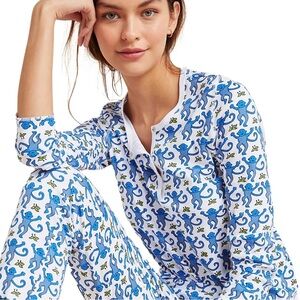 Roller Rabbit Blue Monkey Print Pajama Set